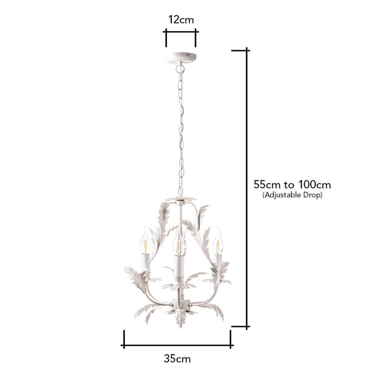 Flo 3 Light Chandelier, Satin Ivory – image 6