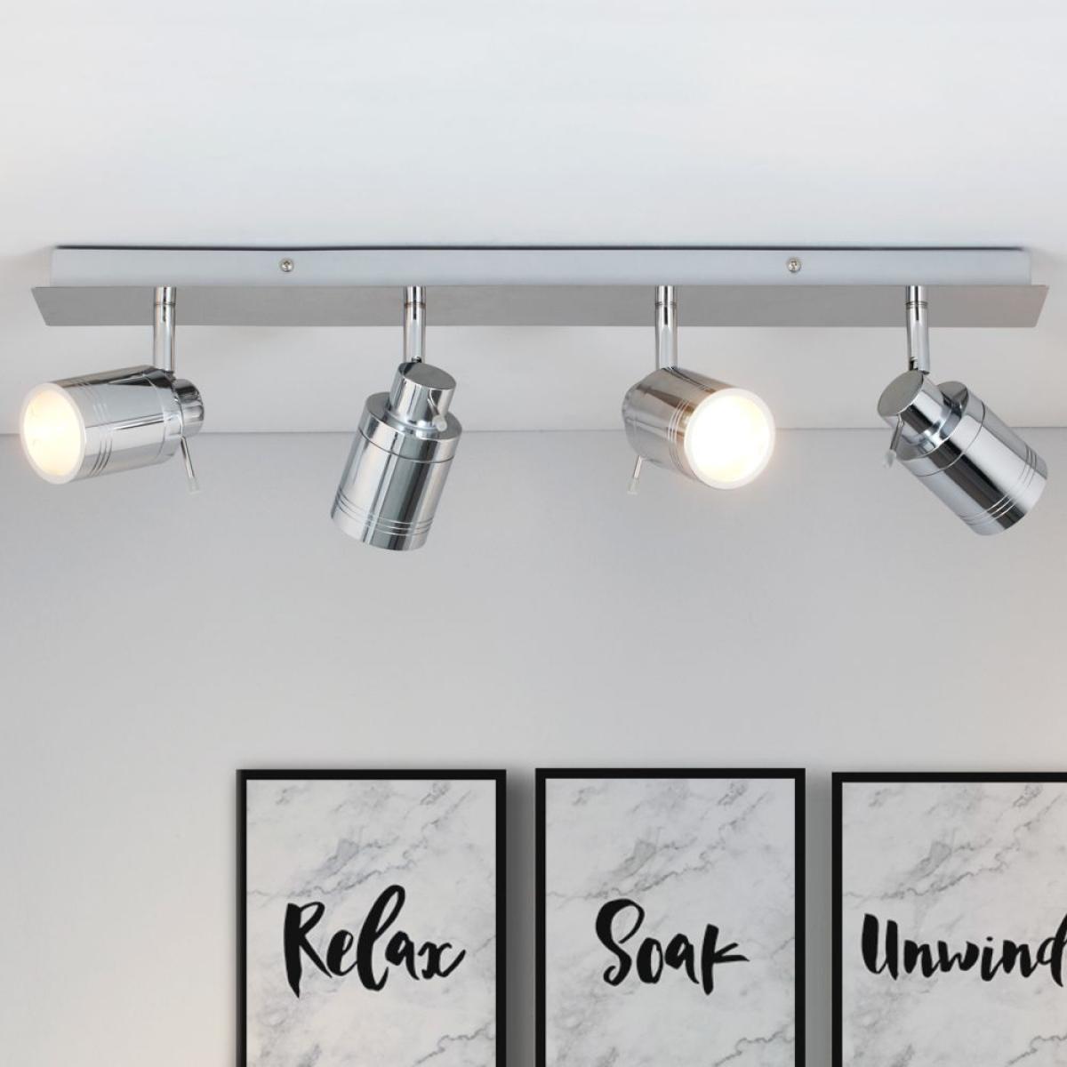 Hector Bathroom Ceiling Spotlight Bar, Chrome – image 2