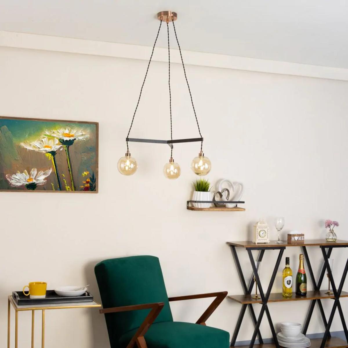 Juniper Medium Ceiling Pendant, Copper and Black – image 2