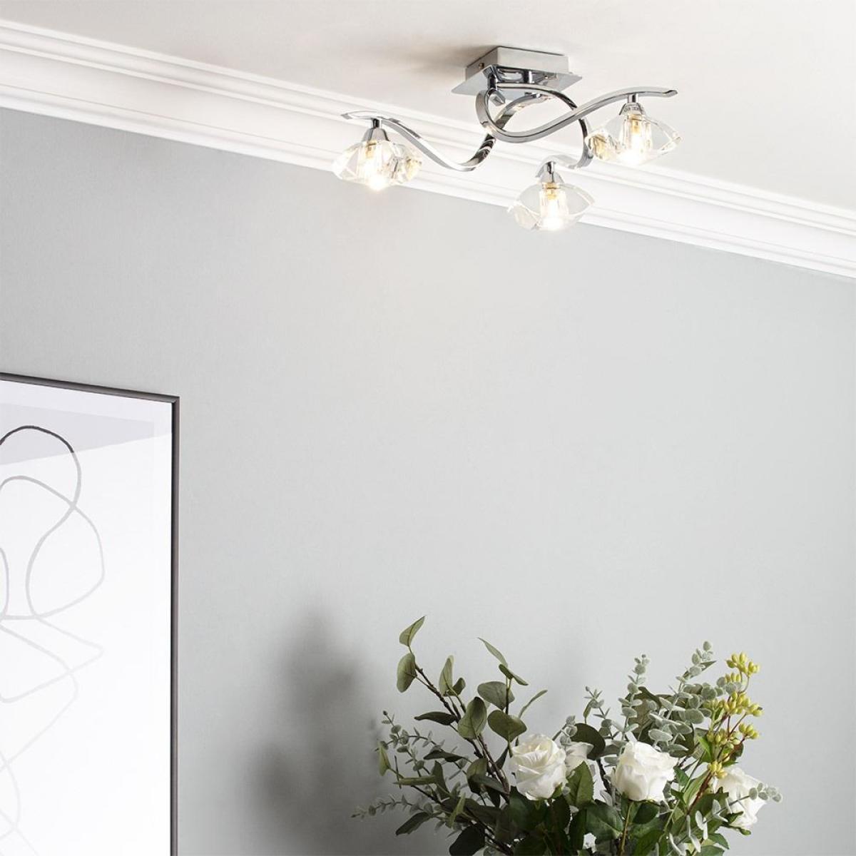 Bella 3 Light Flush Ceiling Light, Chrome – image 2