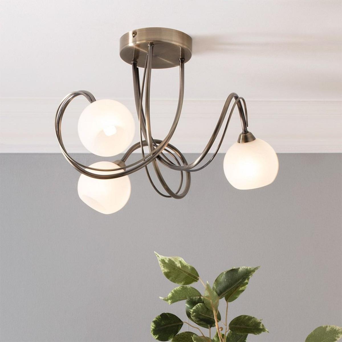 Soni Small Flush Ceiling Light, Antique Brass – image 2