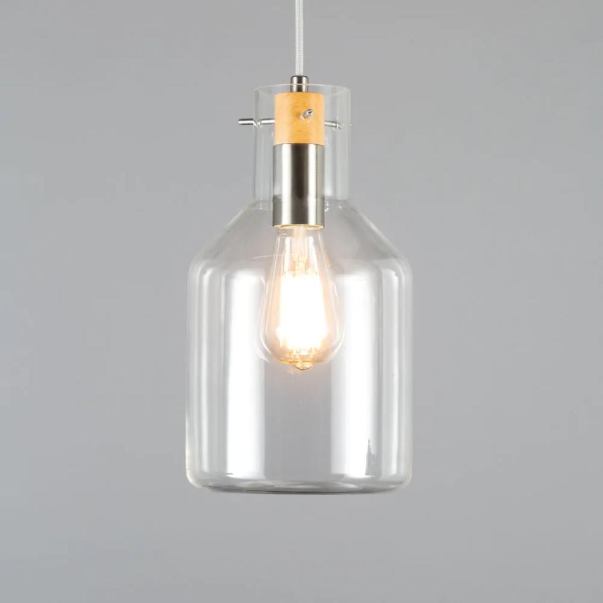 Holly Clear Glass Shade Ceiling Pendant, Chrome – image 3