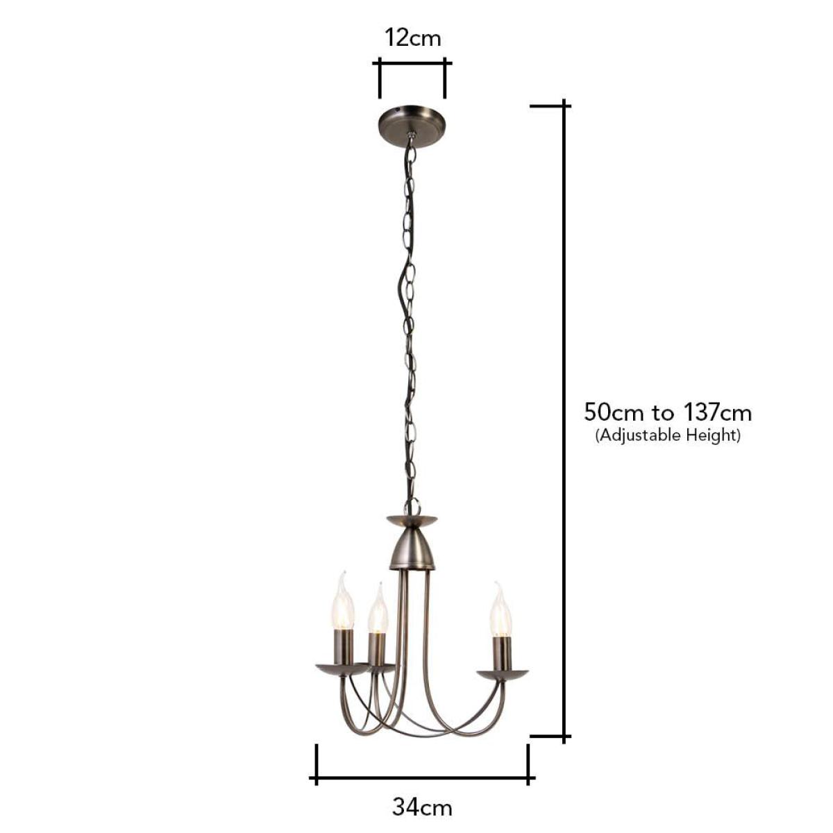 Marilyn 3 Light Chandelier, Pewter – image 8