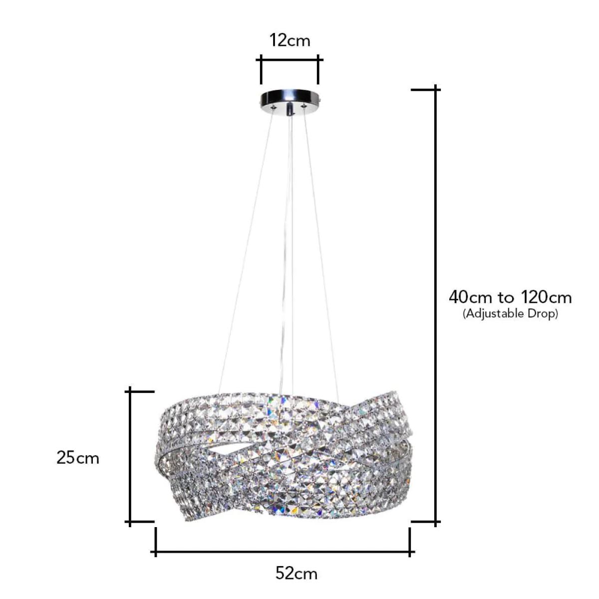 Cypress Large Crystal Rings Ceiling Pendant, Chrome – image 7