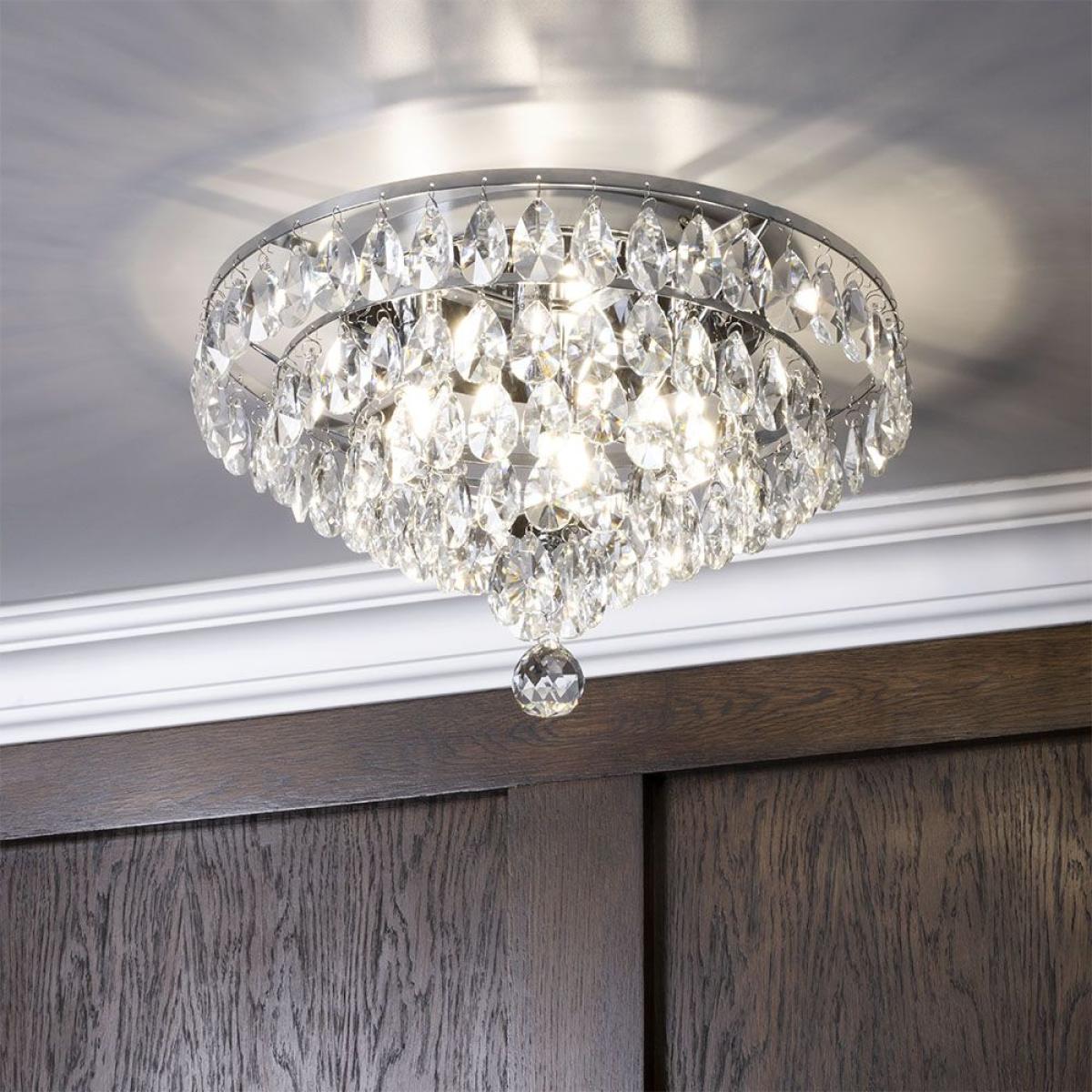 Elsa Small Crystal Diamond Effect Flush Ceiling Light, Chrome – image 2