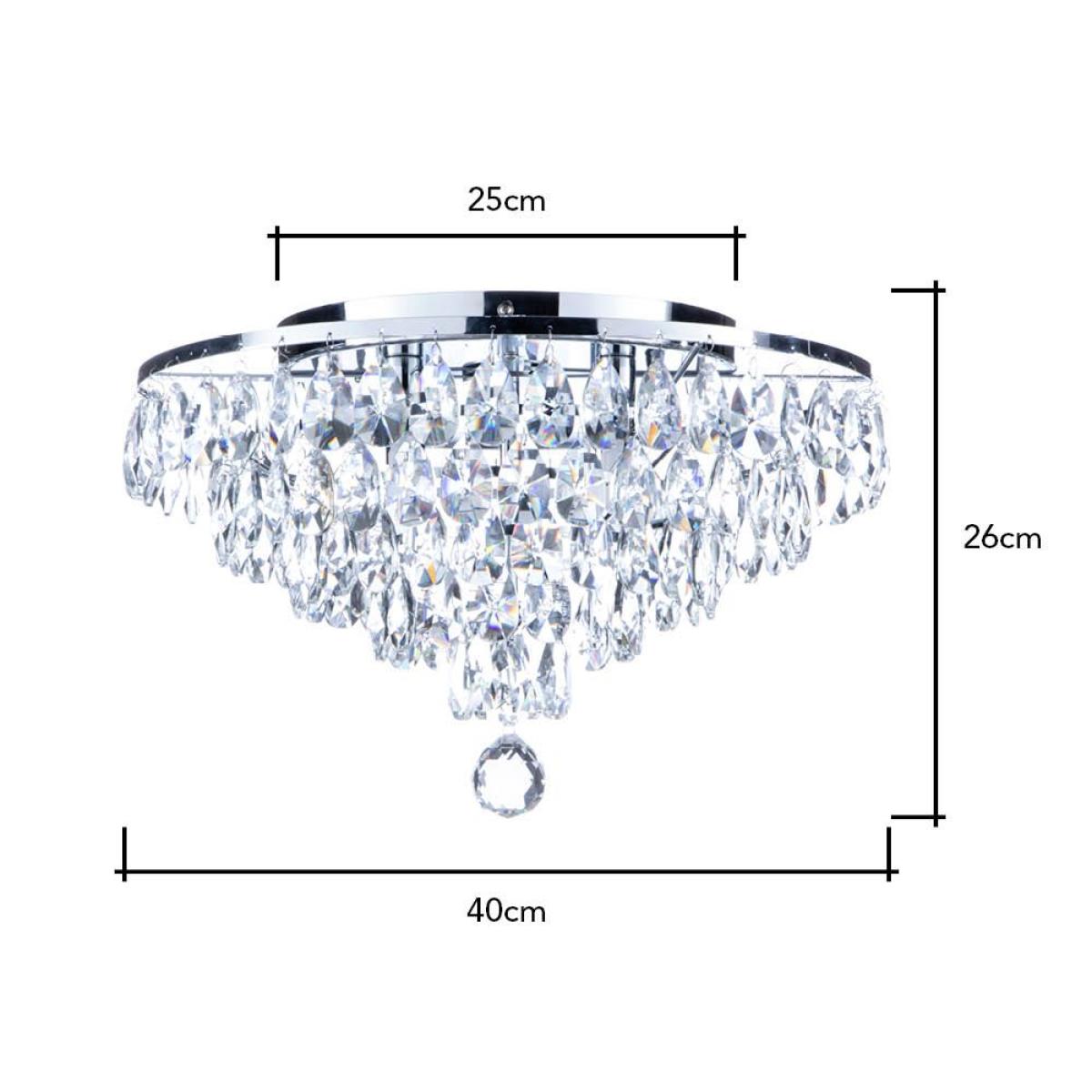 Elsa Small Crystal Diamond Effect Flush Ceiling Light, Chrome – image 6