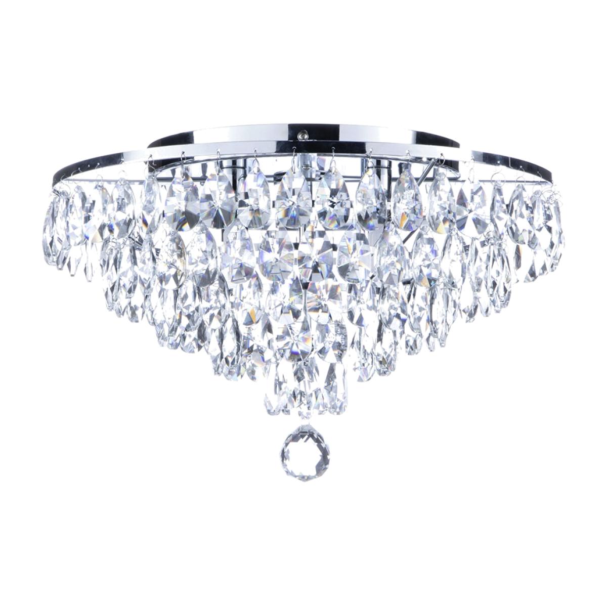 Elsa Small Crystal Diamond Effect Flush Ceiling Light, Chrome – image 1