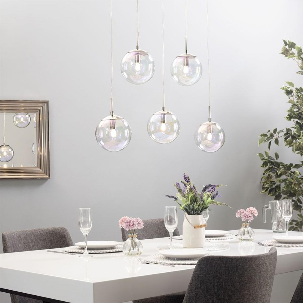 Petro Iridescent 5 Light Diner Pendant Bar, Chrome – image 2