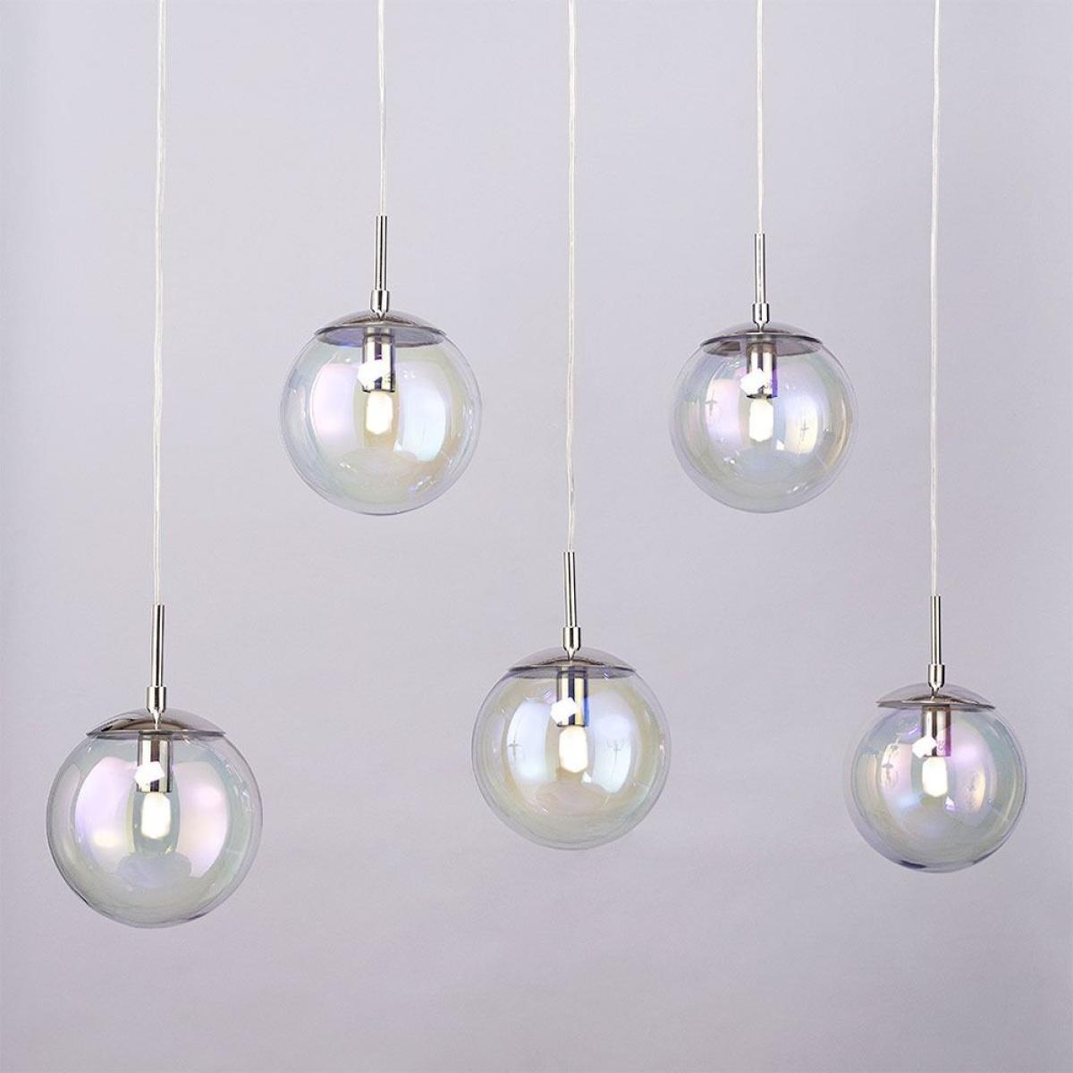 Petro Iridescent 5 Light Diner Pendant Bar, Chrome – image 3
