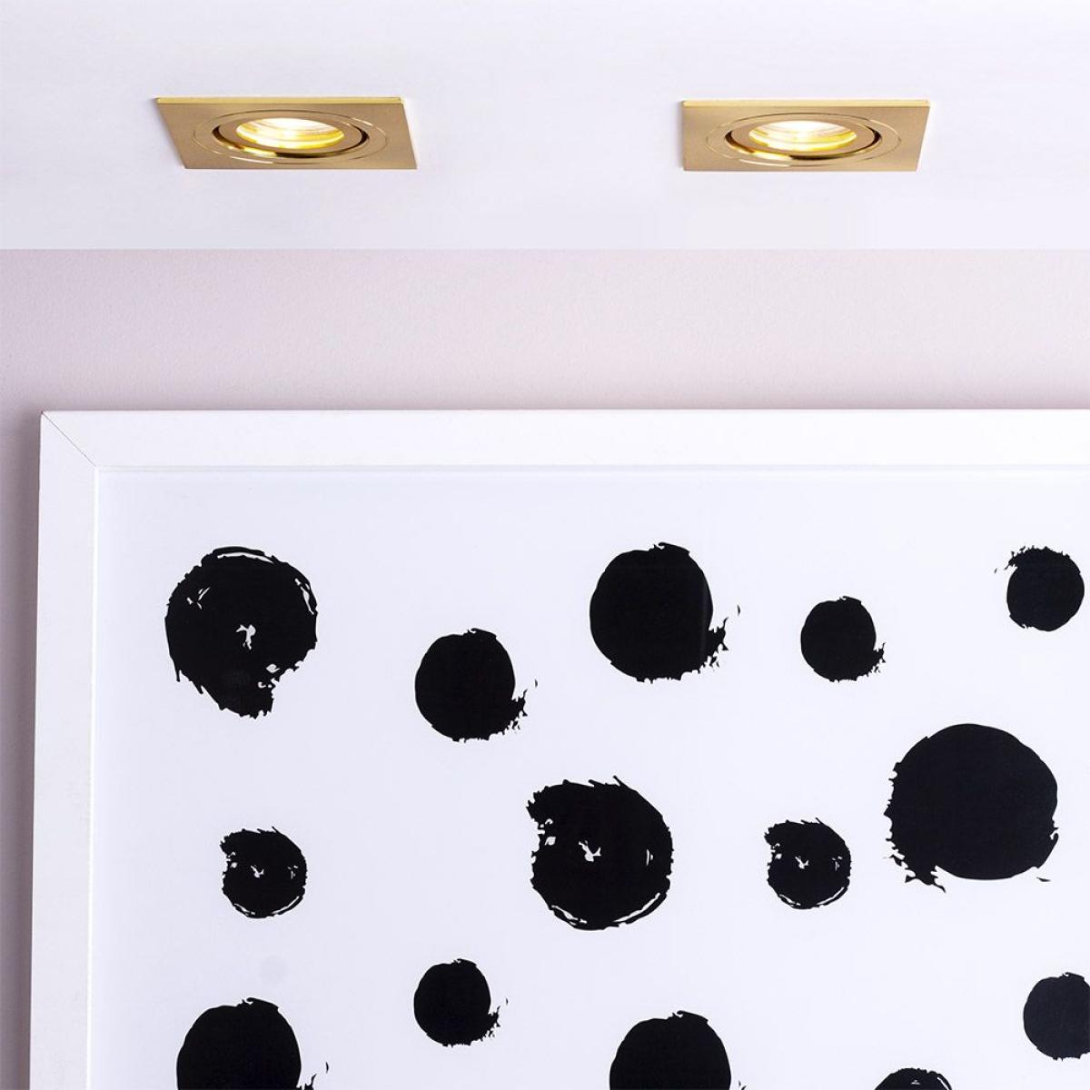 Sym Square IP65 Tiltable Downlight, Satin Brass – image 2