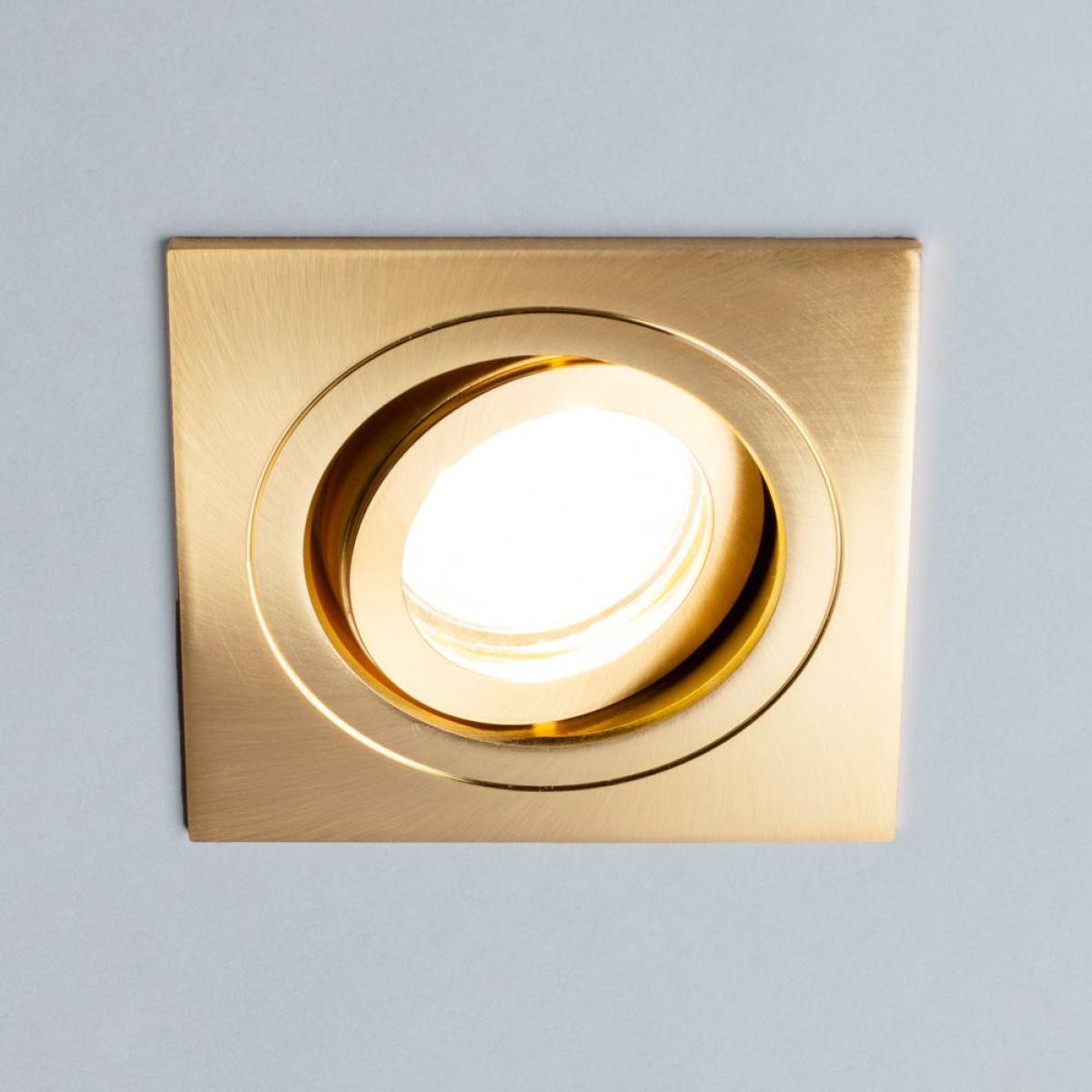 Sym Square IP65 Tiltable Downlight, Satin Brass – image 3