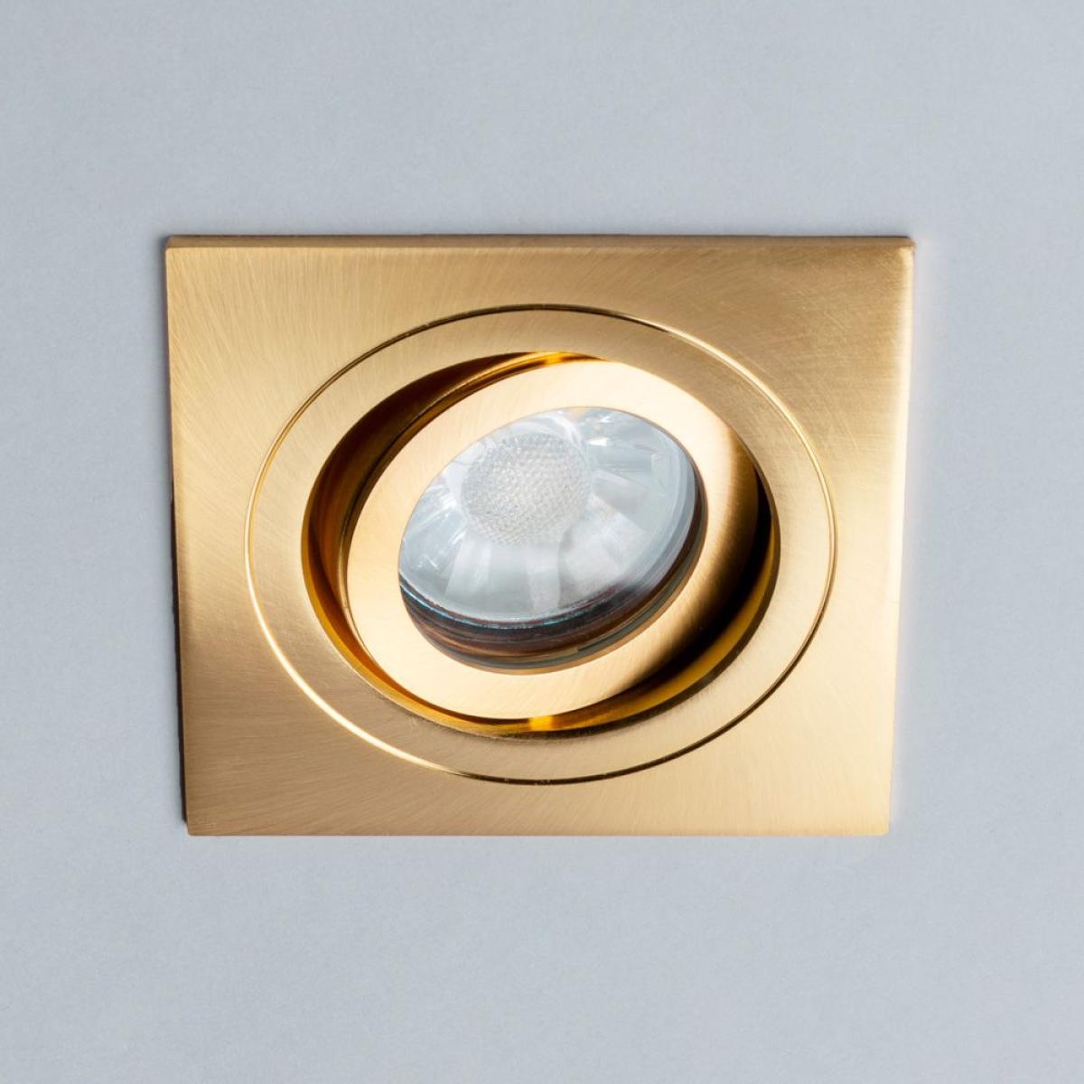 Sym Square IP65 Tiltable Downlight, Satin Brass – image 4