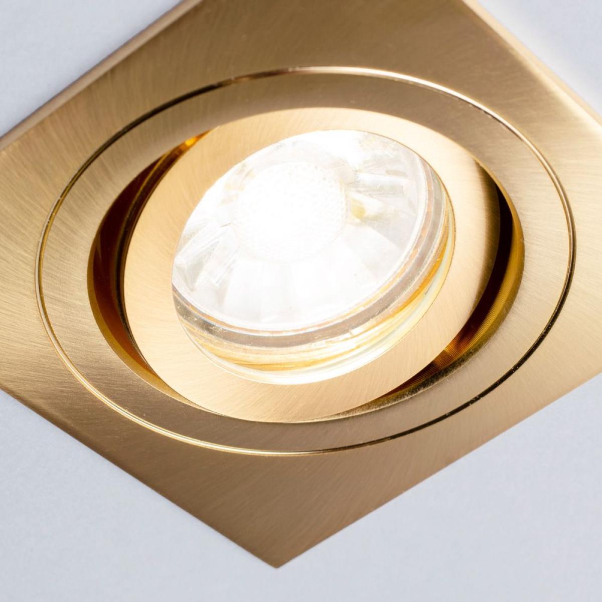 Sym Square IP65 Tiltable Downlight, Satin Brass – image 5