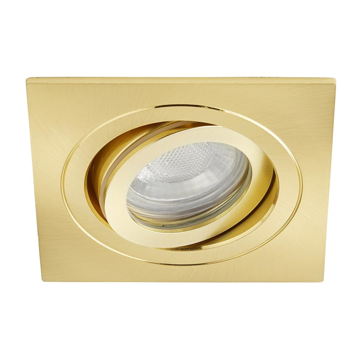 Sym Square IP65 Tiltable Downlight, Satin Brass – image 1