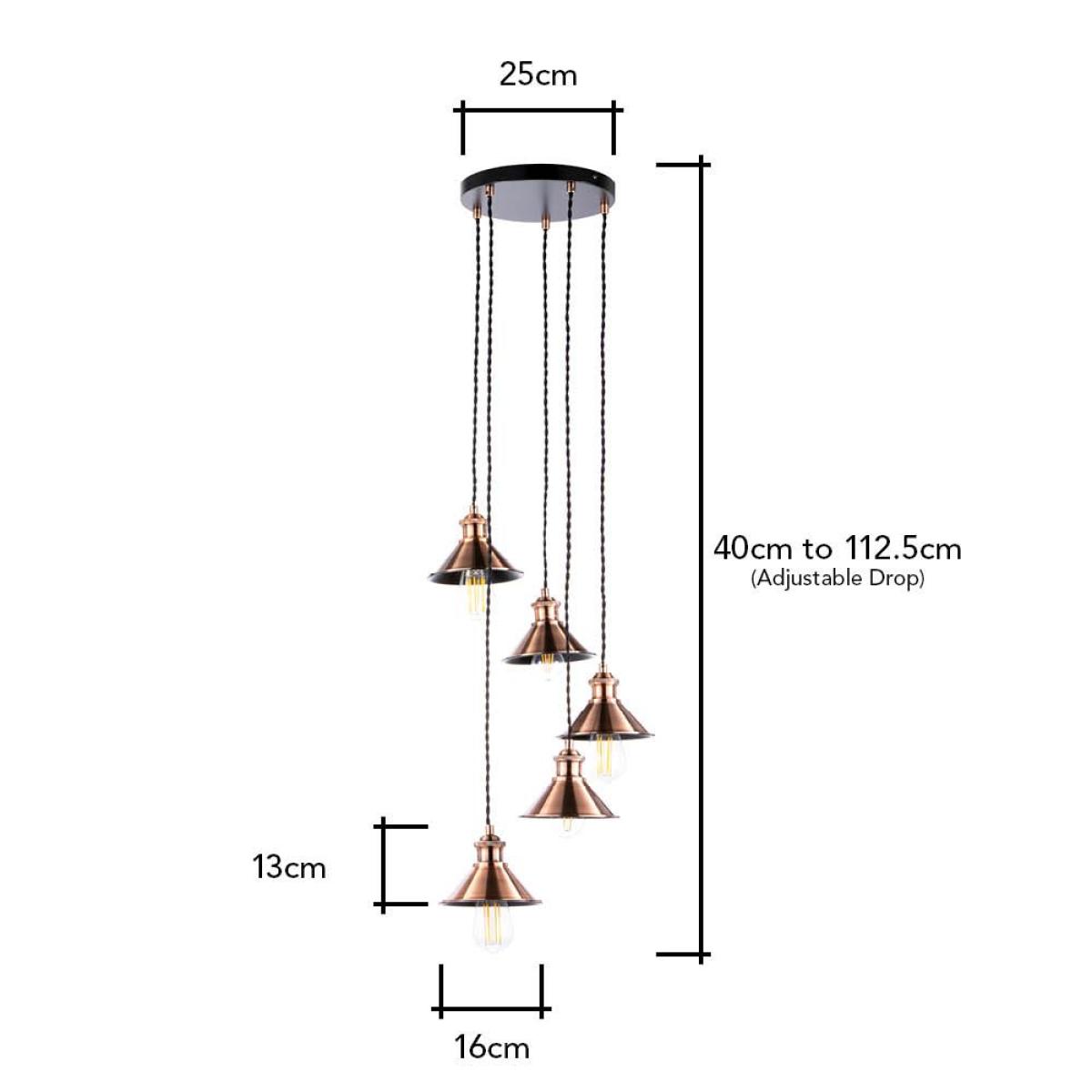 Marston Metal Coolie Cluster Pendant, Copper – image 7