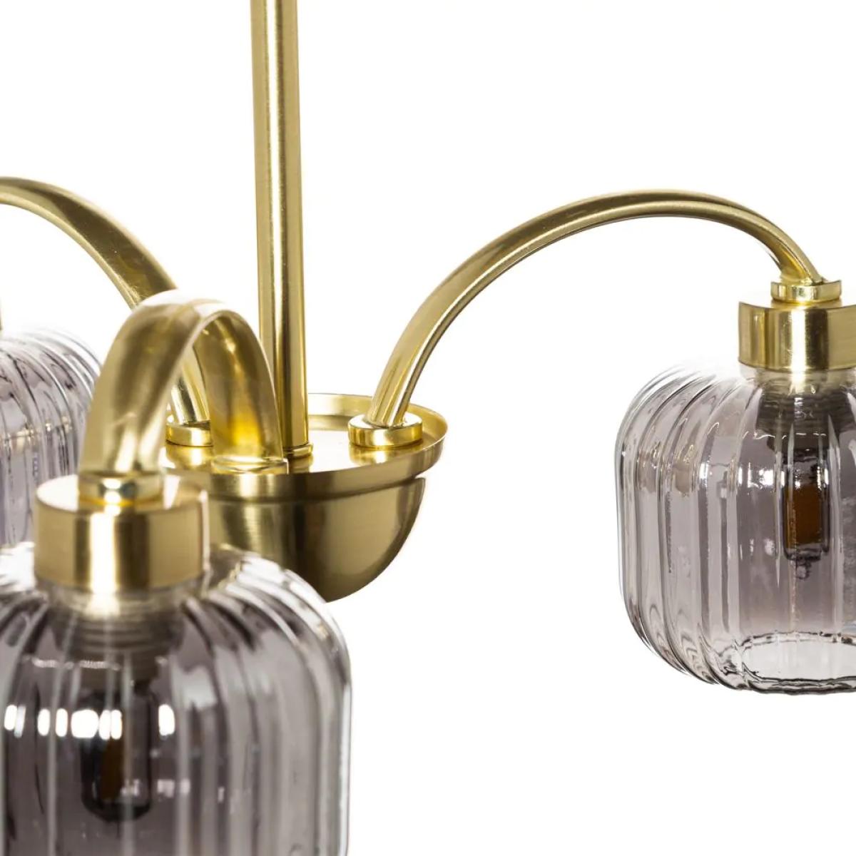 Lyna Small Semi Flush Ceiling Light with Smoked Glass Shades, Satin Brass – image 6