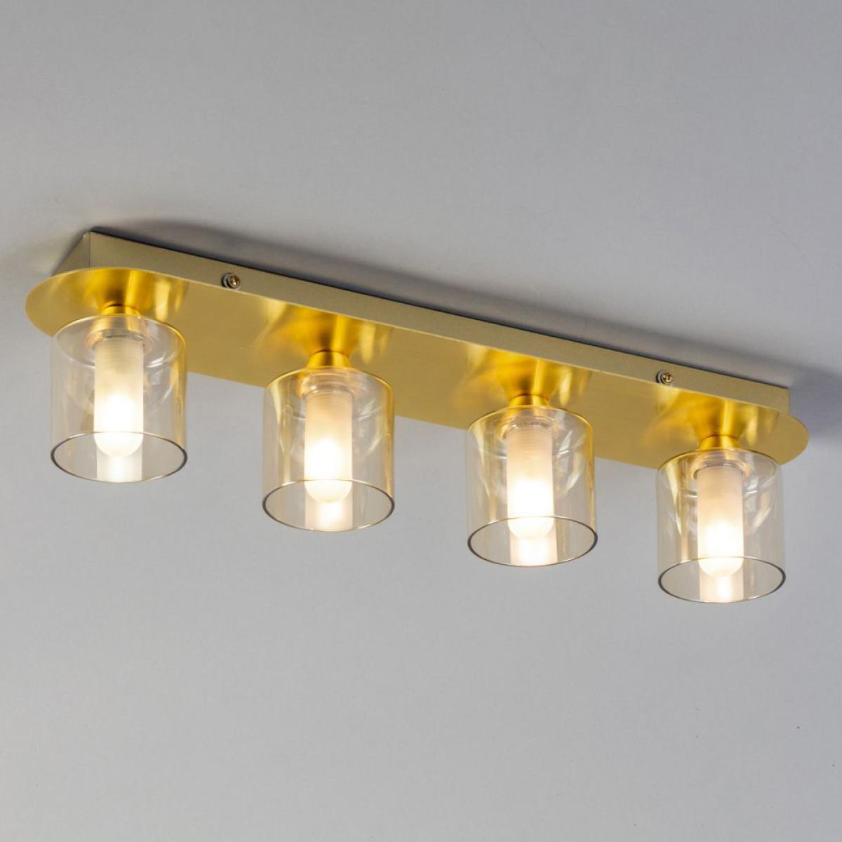 Noah Bathroom Flush Ceiling Bar, Satin Brass – image 2