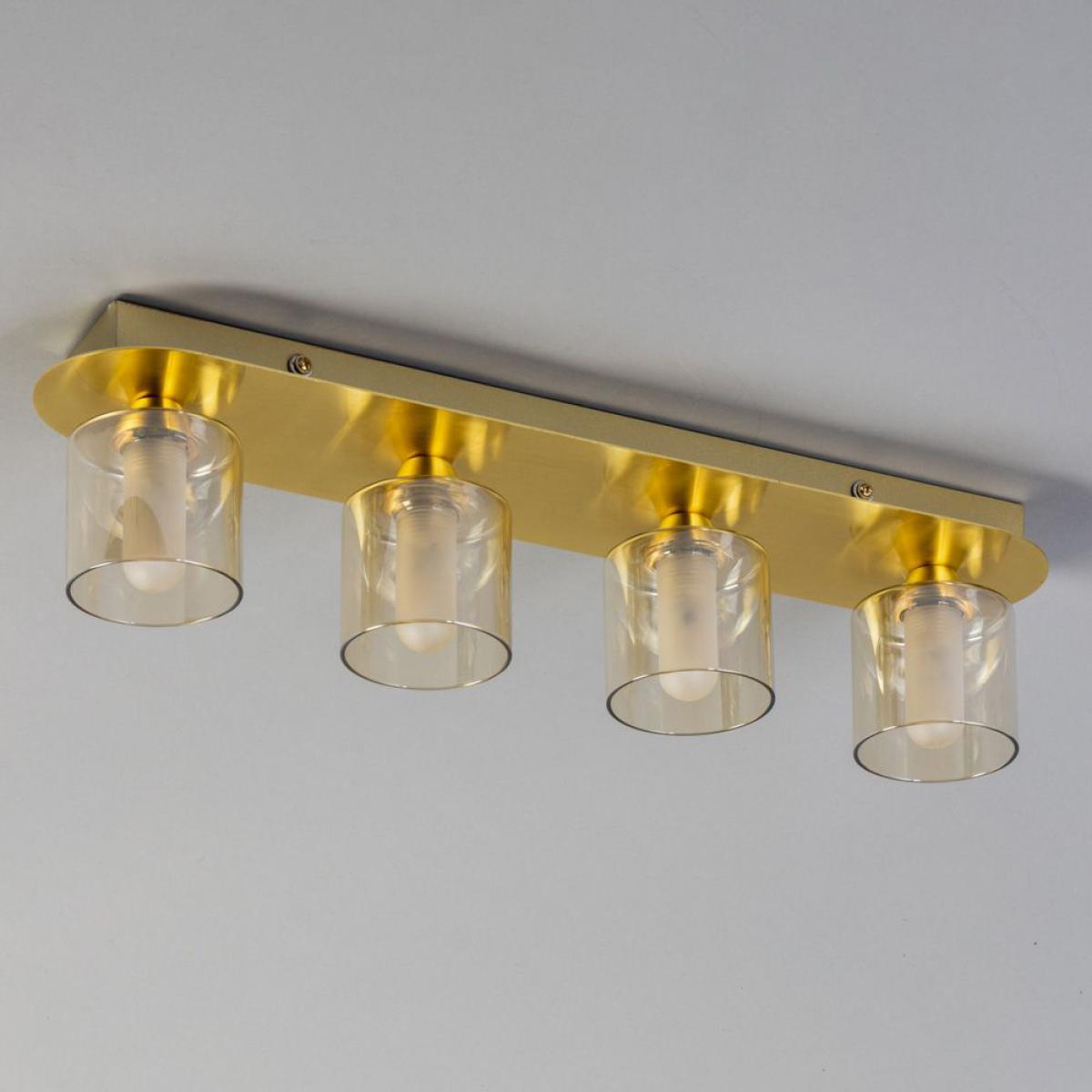 Noah Bathroom Flush Ceiling Bar, Satin Brass – image 3