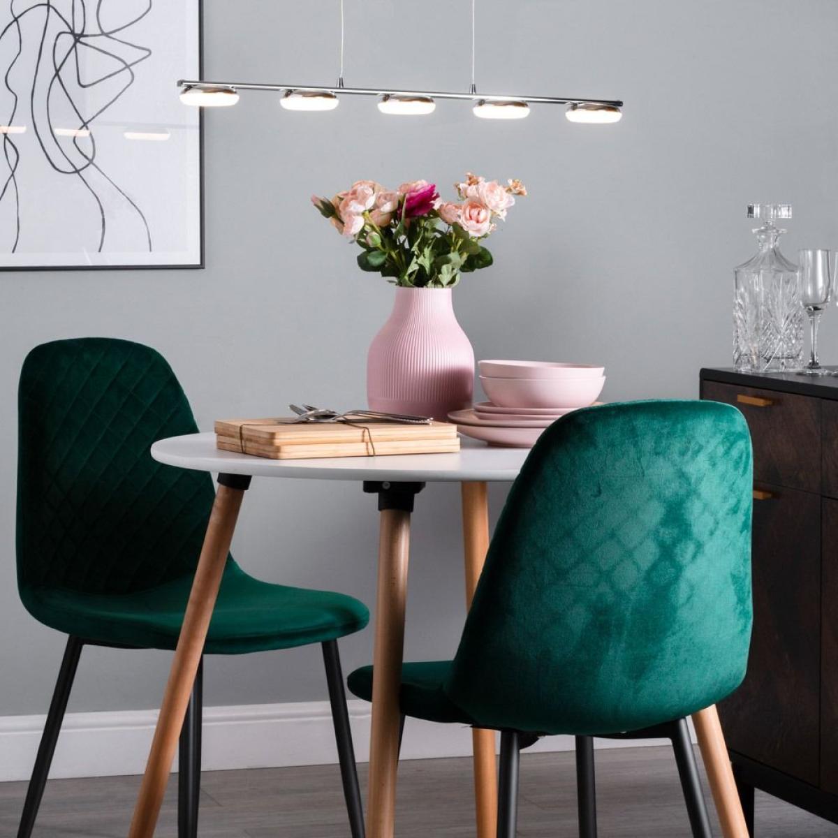 Cyan 5 Light LED Diner Pendant Bar, Chrome – image 2