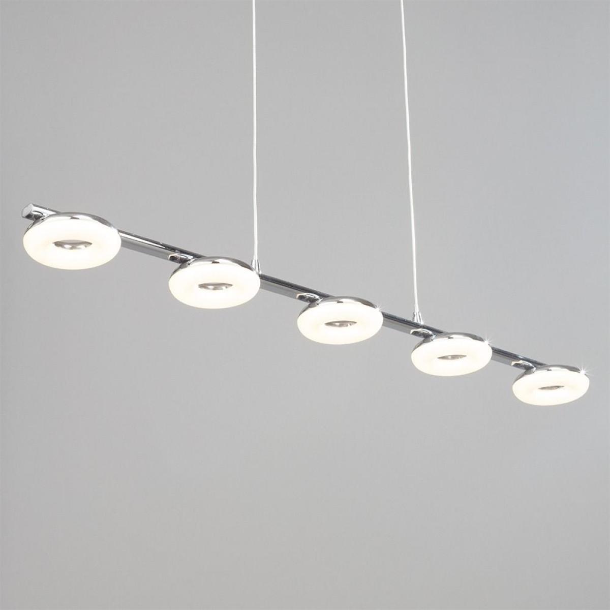 Cyan 5 Light LED Diner Pendant Bar, Chrome – image 4