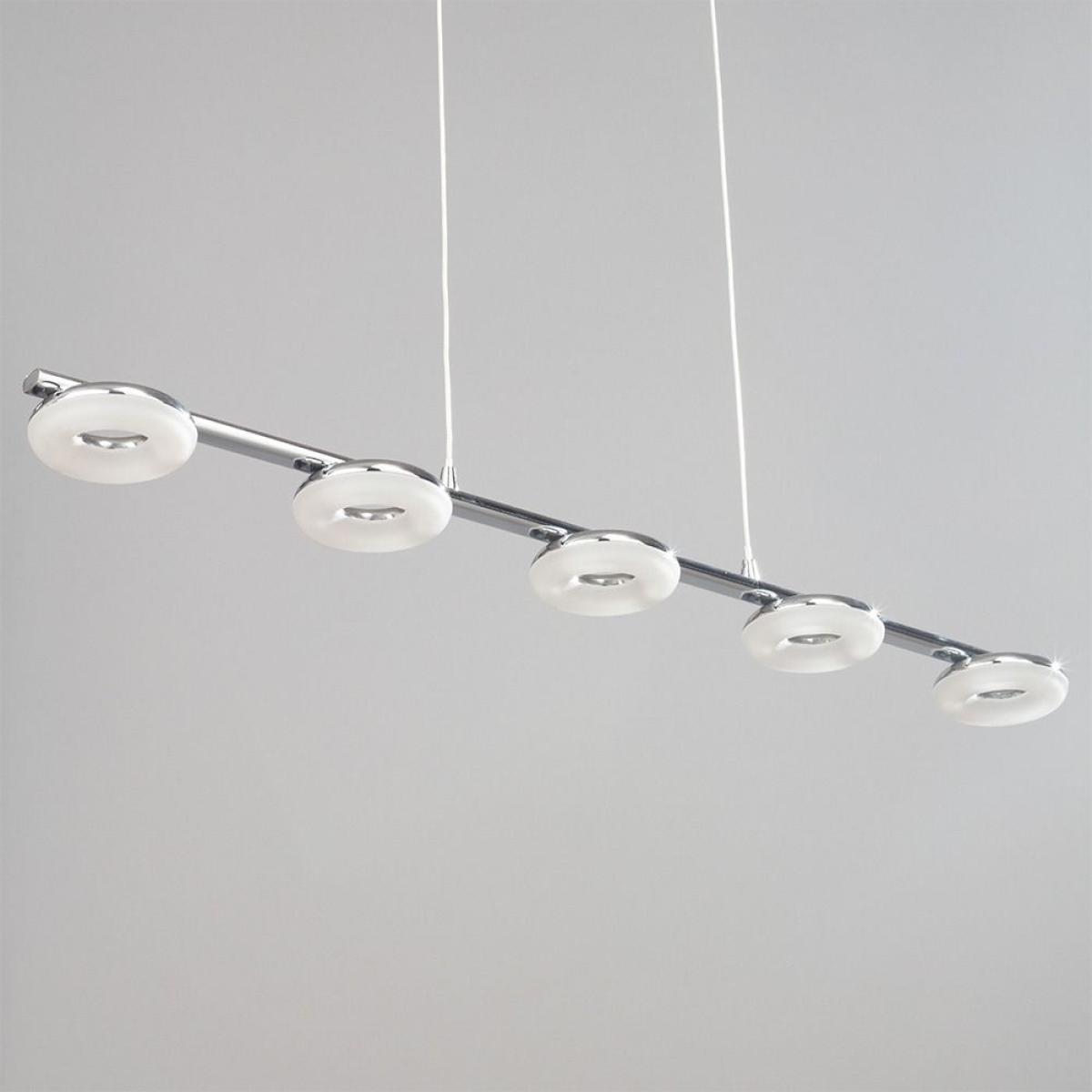 Cyan 5 Light LED Diner Pendant Bar, Chrome – image 5