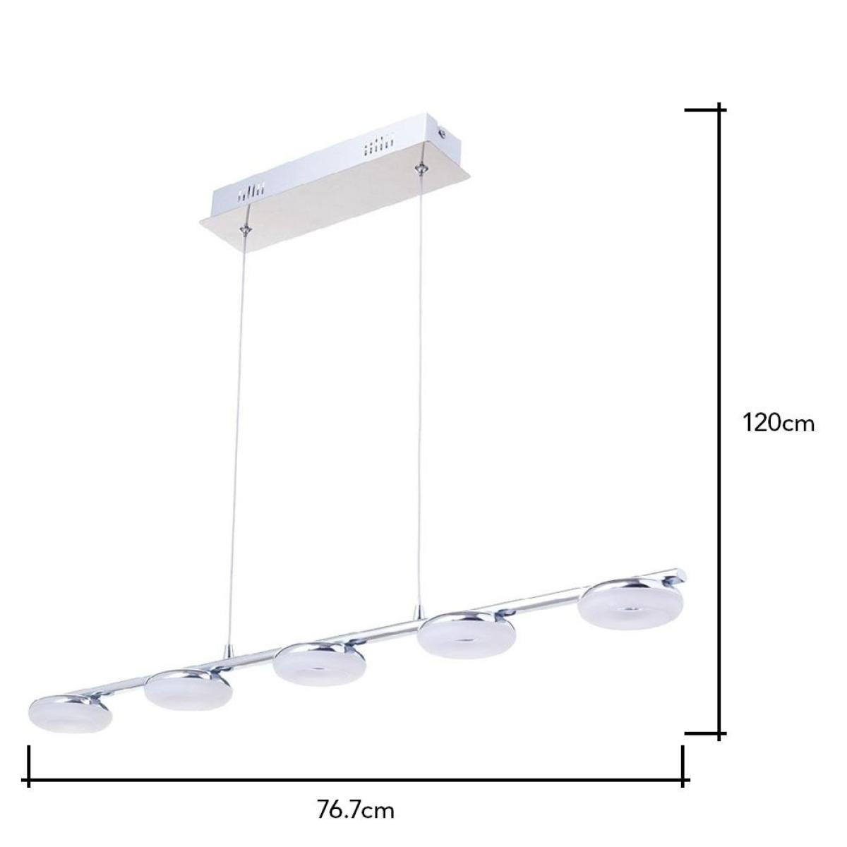Cyan 5 Light LED Diner Pendant Bar, Chrome – image 7