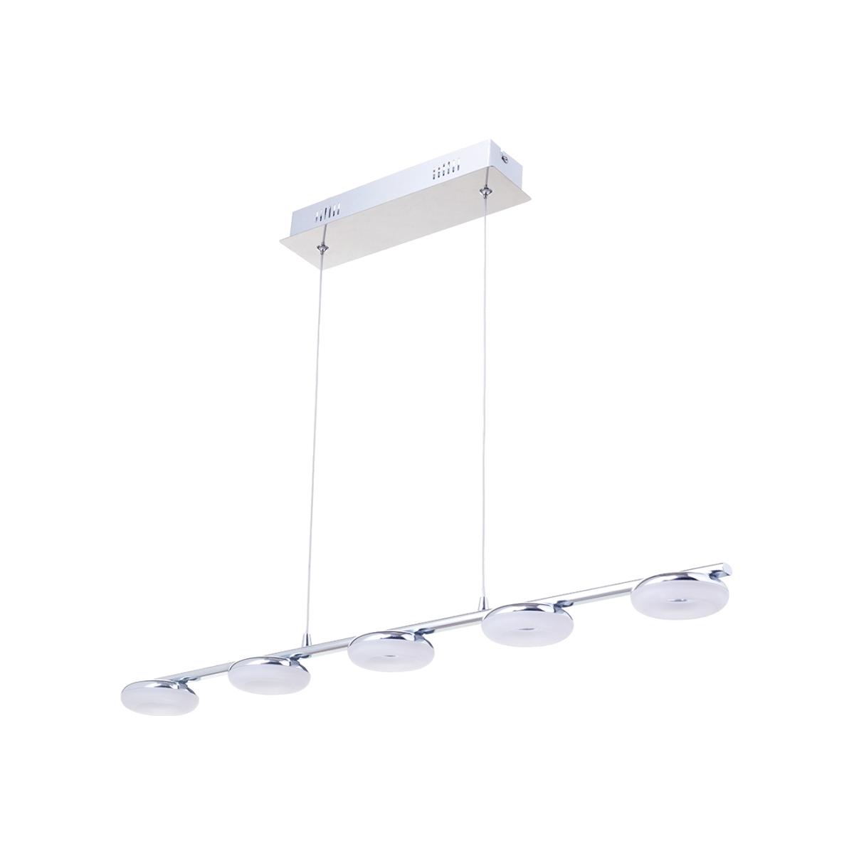 Cyan 5 Light LED Diner Pendant Bar, Chrome – image 1