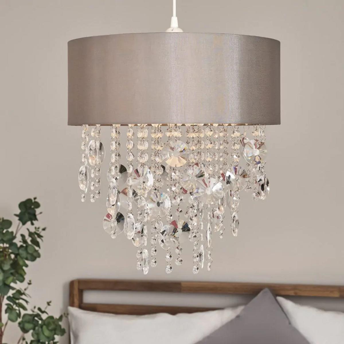 Millie Crystal Effect Droplet Easy Fit Shade, Grey – image 2