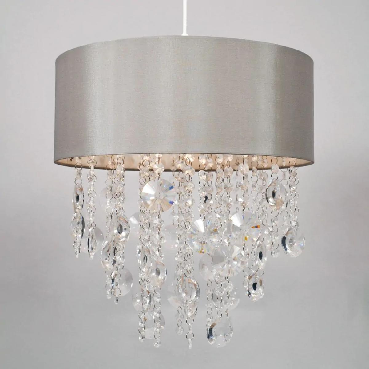 Millie Crystal Effect Droplet Easy Fit Shade, Grey – image 3