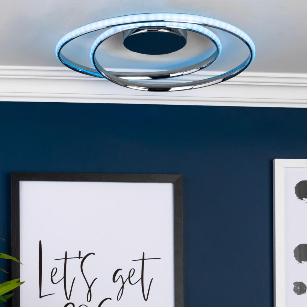Renzo Colour Changing LED Flush Ceiling Light, Chrome – image 2