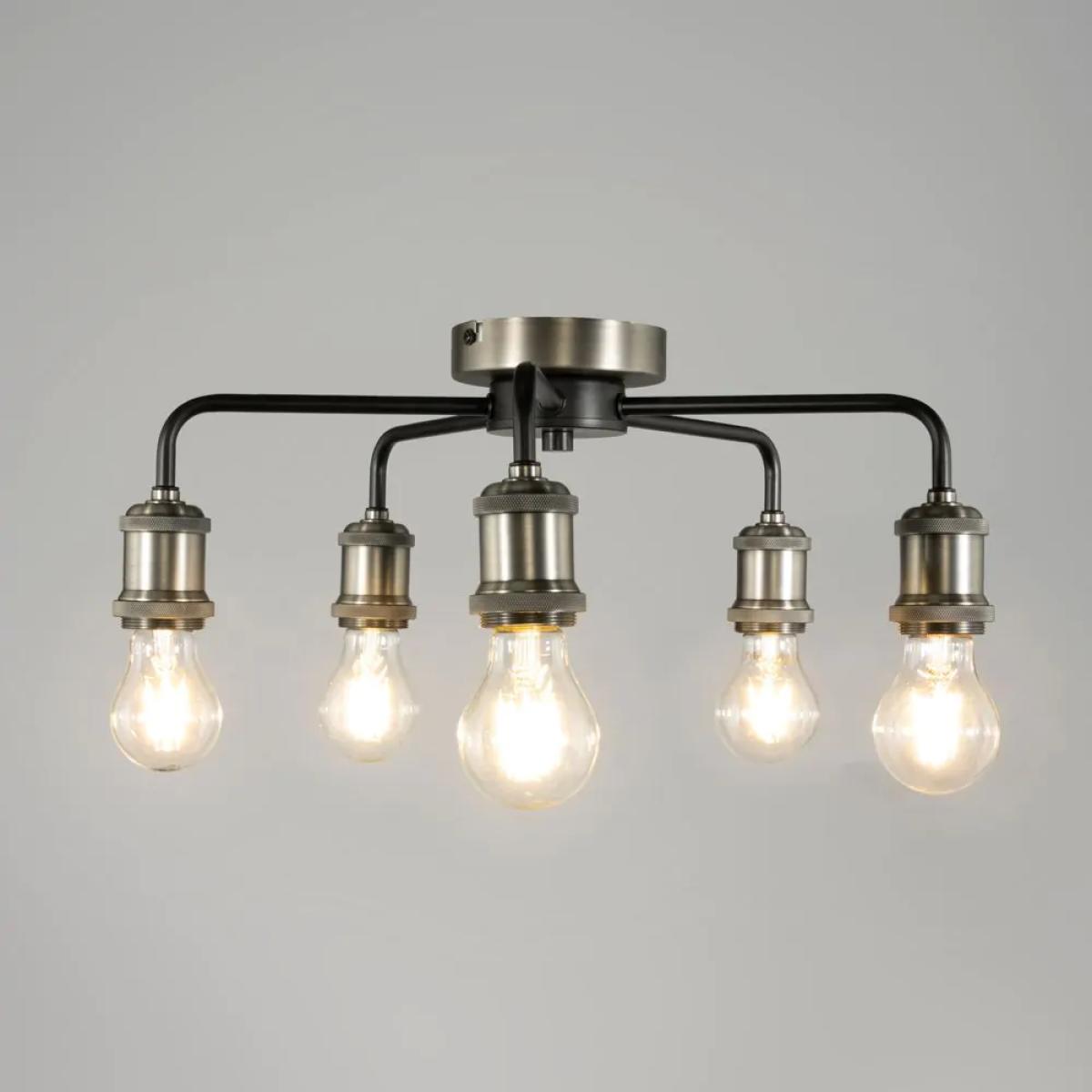 Mario Large Semi Flush Industrial Ceiling Light, Pewter – image 3