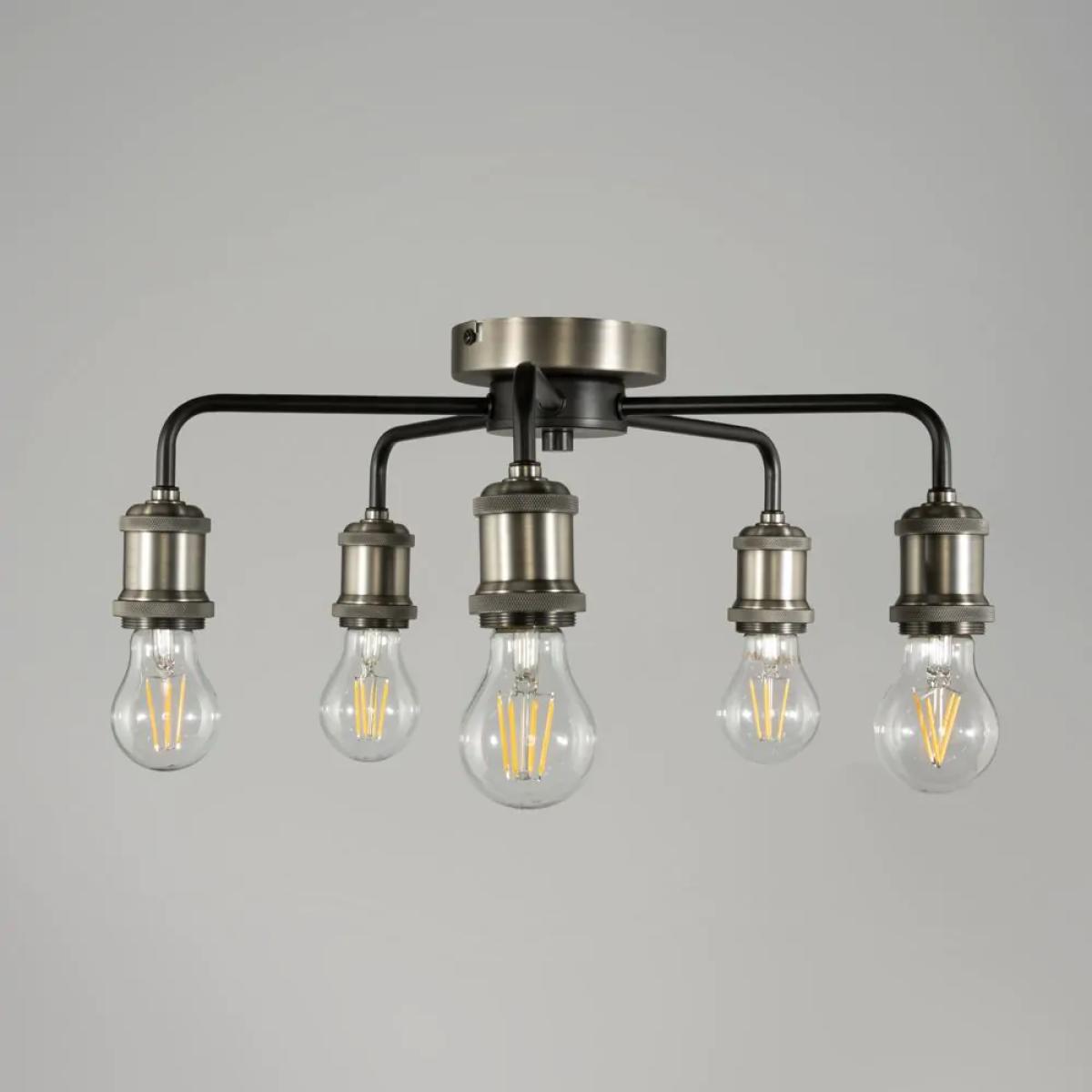 Mario Large Semi Flush Industrial Ceiling Light, Pewter – image 4