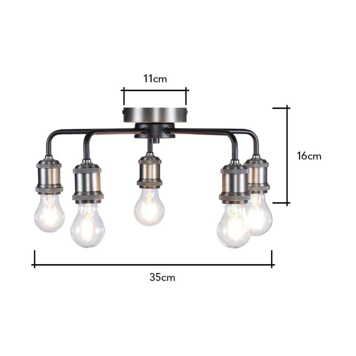 Mario Large Semi Flush Industrial Ceiling Light, Pewter – image 6