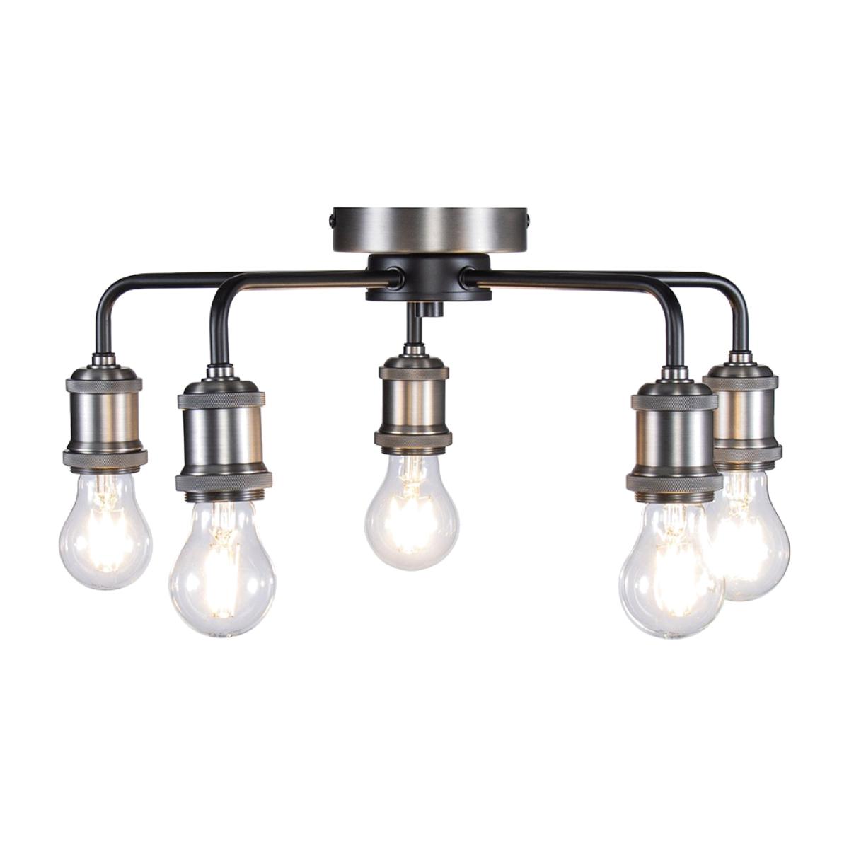 Mario Large Semi Flush Industrial Ceiling Light, Pewter – image 1
