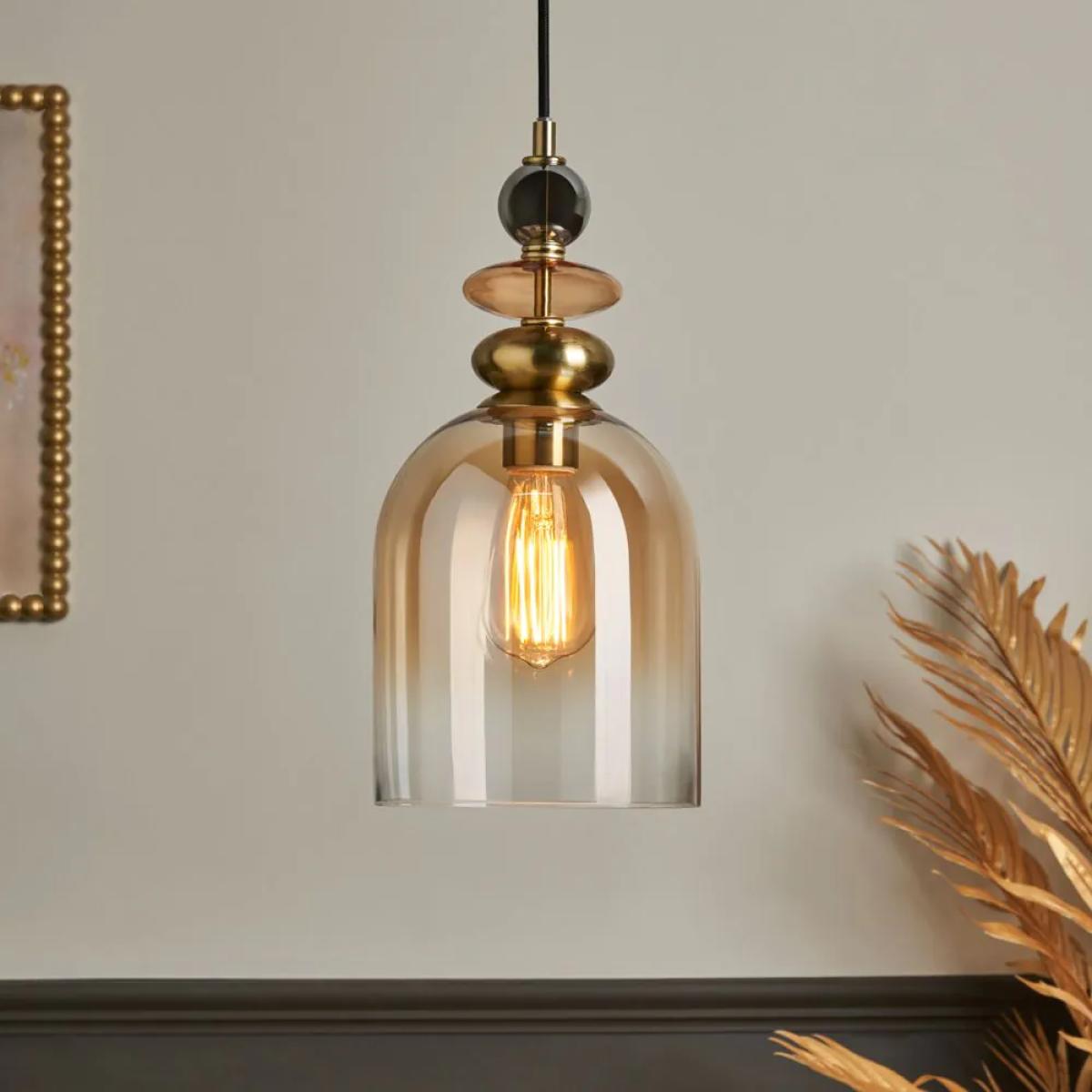 Seline Champagne 1 Light Ceiling Pendant, Satin Brass – image 2