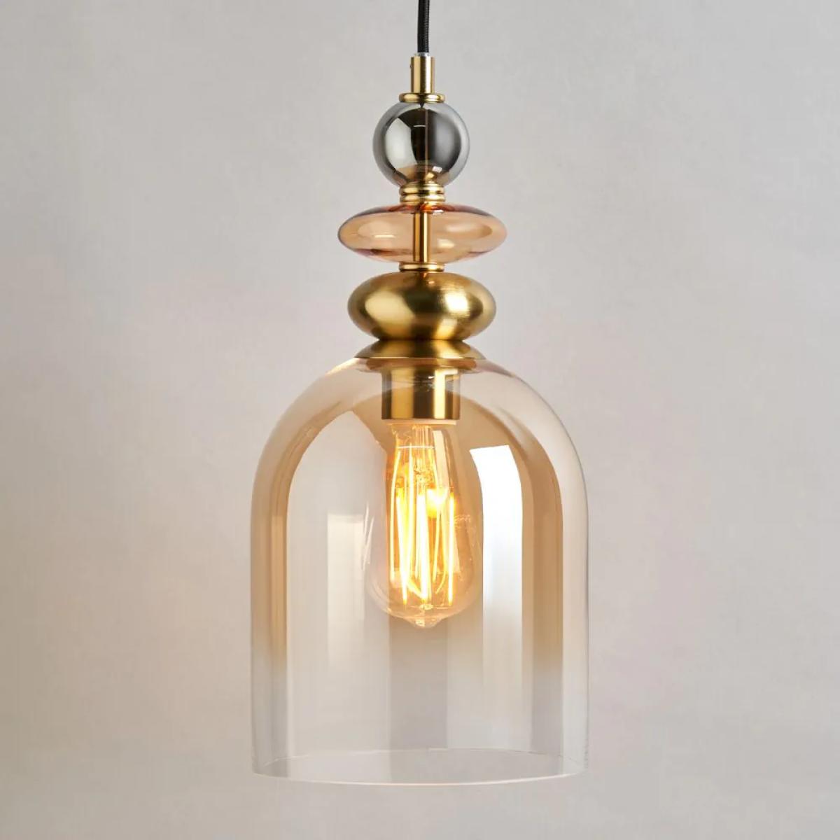 Seline Champagne 1 Light Ceiling Pendant, Satin Brass – image 3