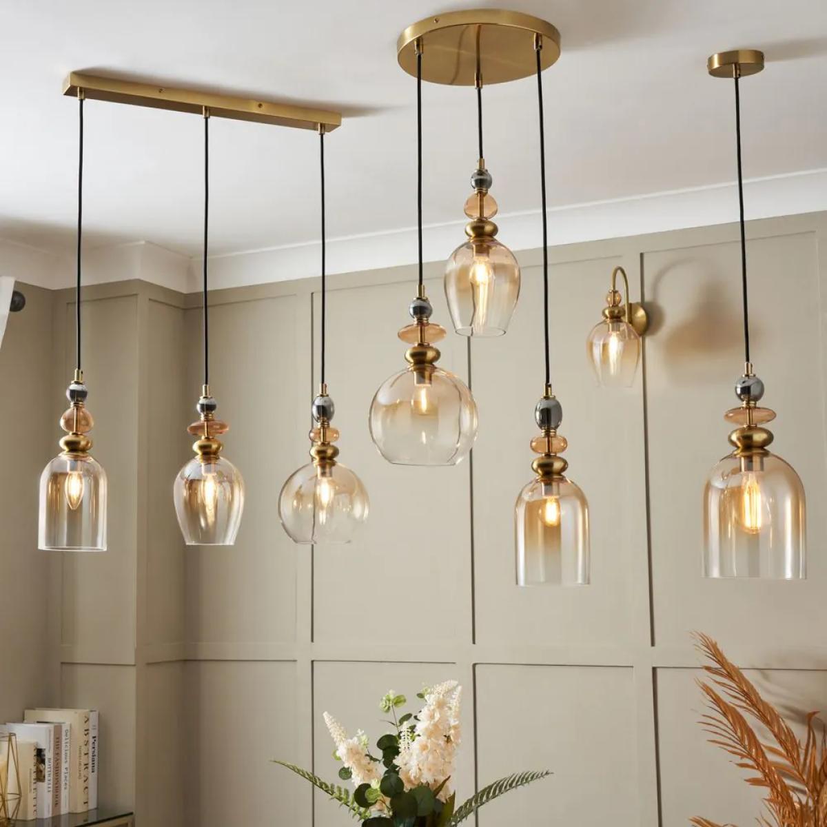 Seline Champagne 1 Light Ceiling Pendant, Satin Brass – image 7