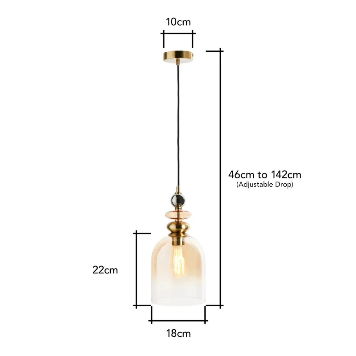 Seline Champagne 1 Light Ceiling Pendant, Satin Brass – image 8