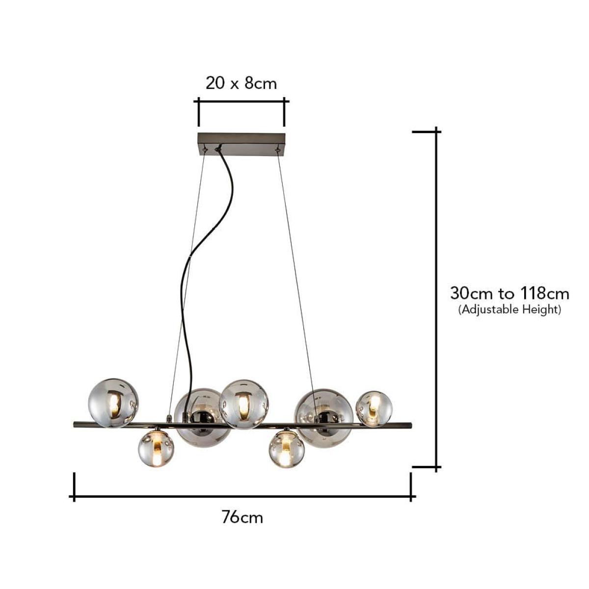 Halley 7 Ball Ceiling Pendant, Smoke – image 7