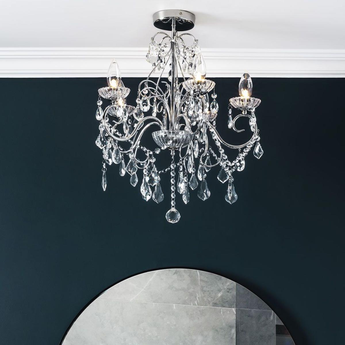 Daphne 5 Light Bathroom Chandelier, Chrome – image 2