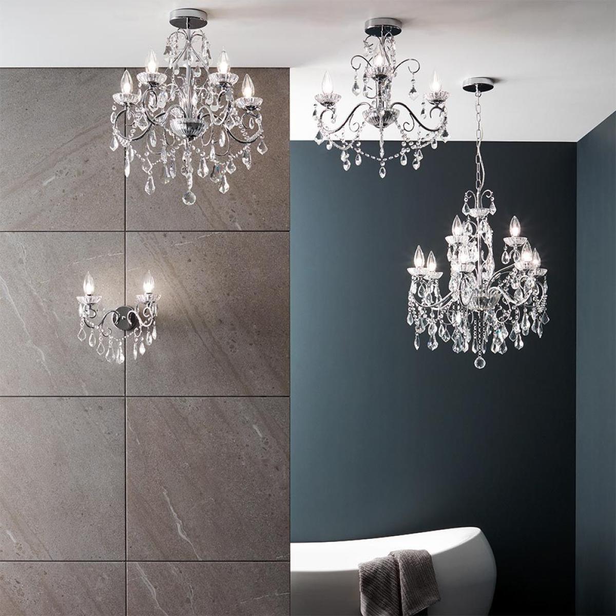 Daphne 5 Light Bathroom Chandelier, Chrome – image 6