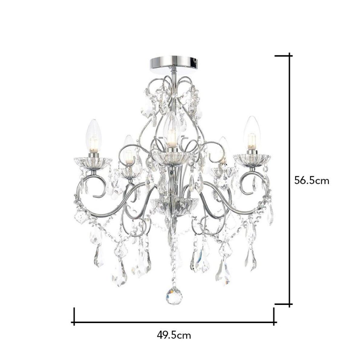 Daphne 5 Light Bathroom Chandelier, Chrome – image 7