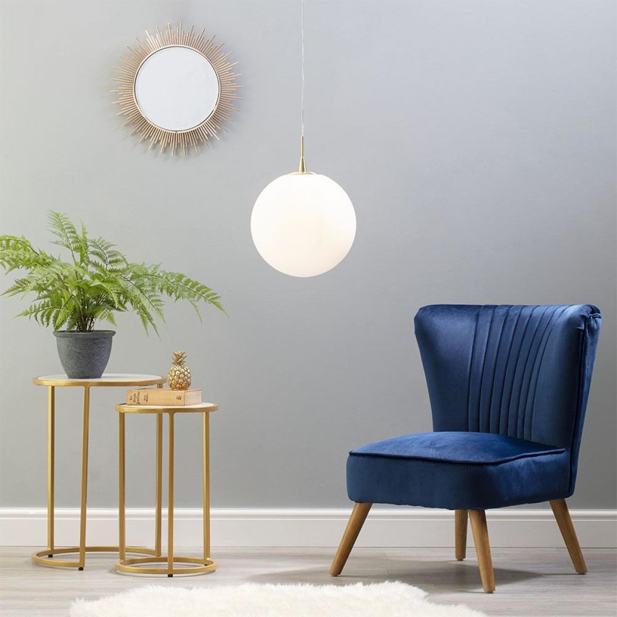 Hol Opal Glass Sphere Ceiling Pendant, Satin Brass – image 2