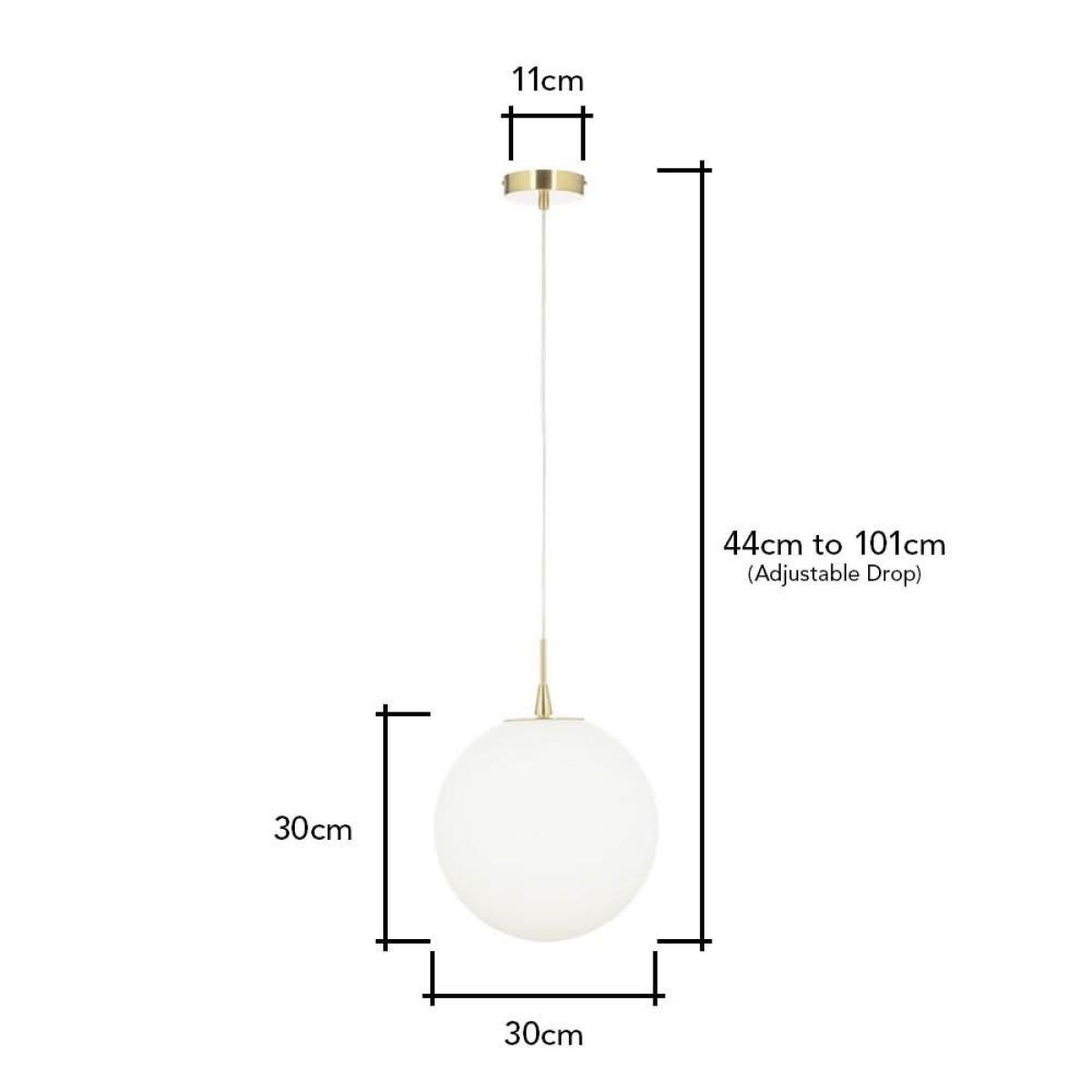 Hol Opal Glass Sphere Ceiling Pendant, Satin Brass – image 9