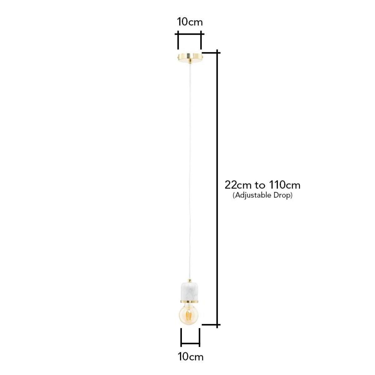 Romano Marble E27 Cable Set with 95mm Bulb, Brass – image 9