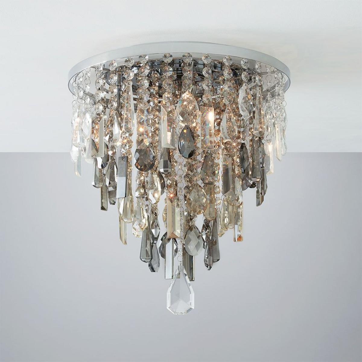 Jennifer Flush Ceiling Light with Mixed Cut Glass, Chrome – image 2