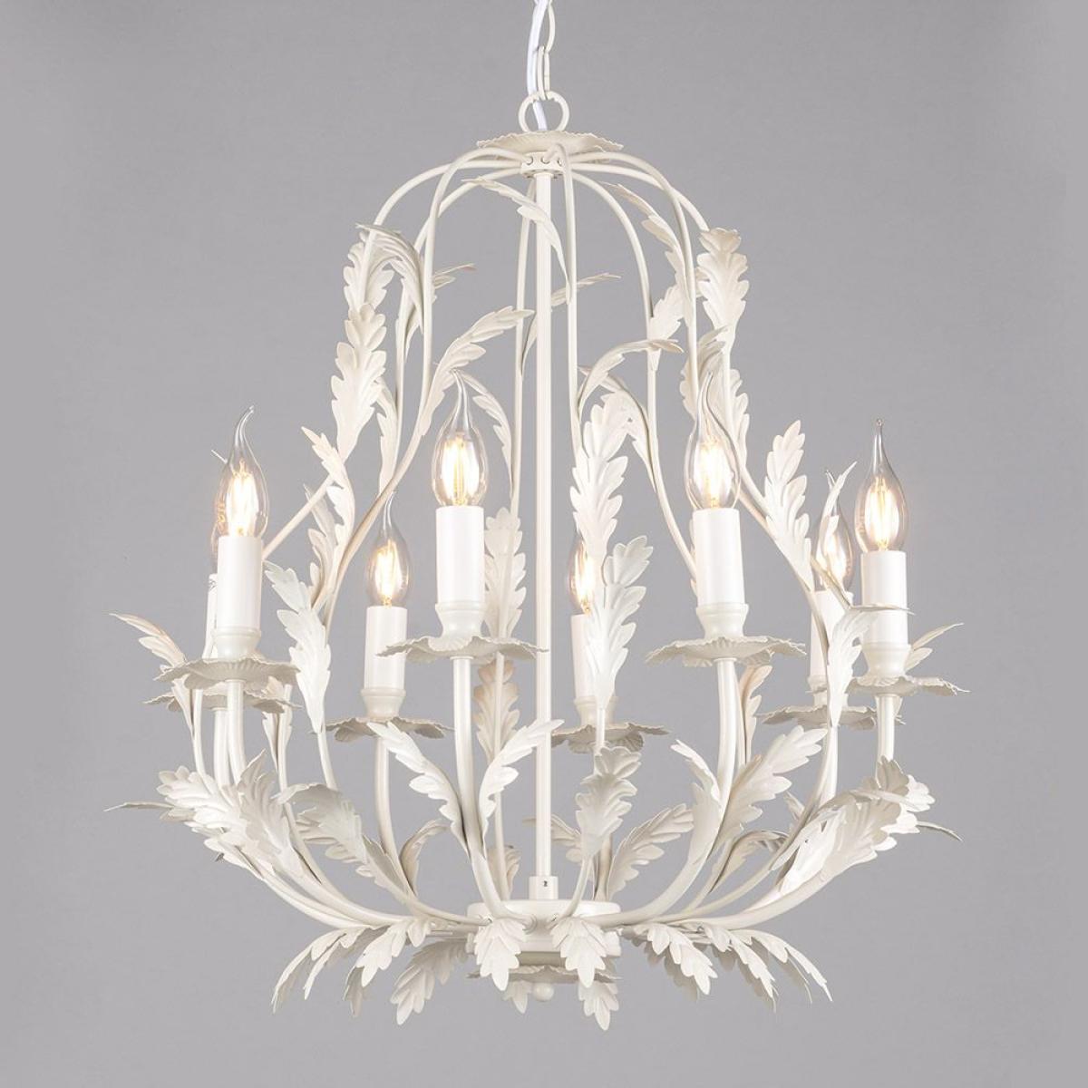Flo 8 Light Chandelier, Satin Ivory – image 3