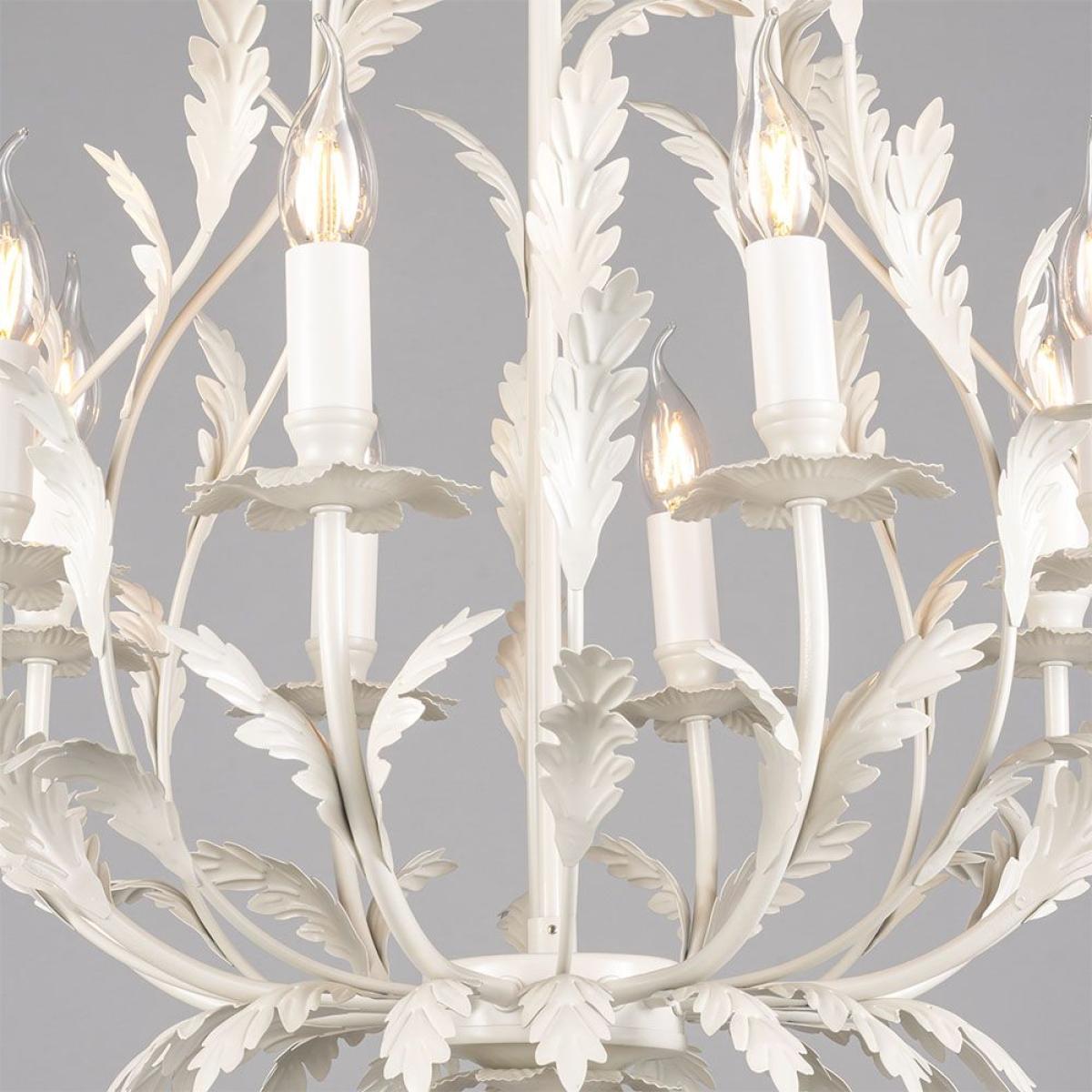 Flo 8 Light Chandelier, Satin Ivory – image 4