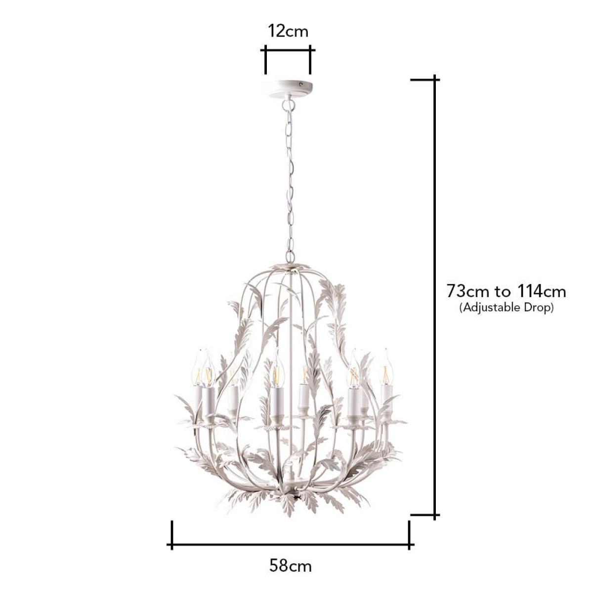 Flo 8 Light Chandelier, Satin Ivory – image 5