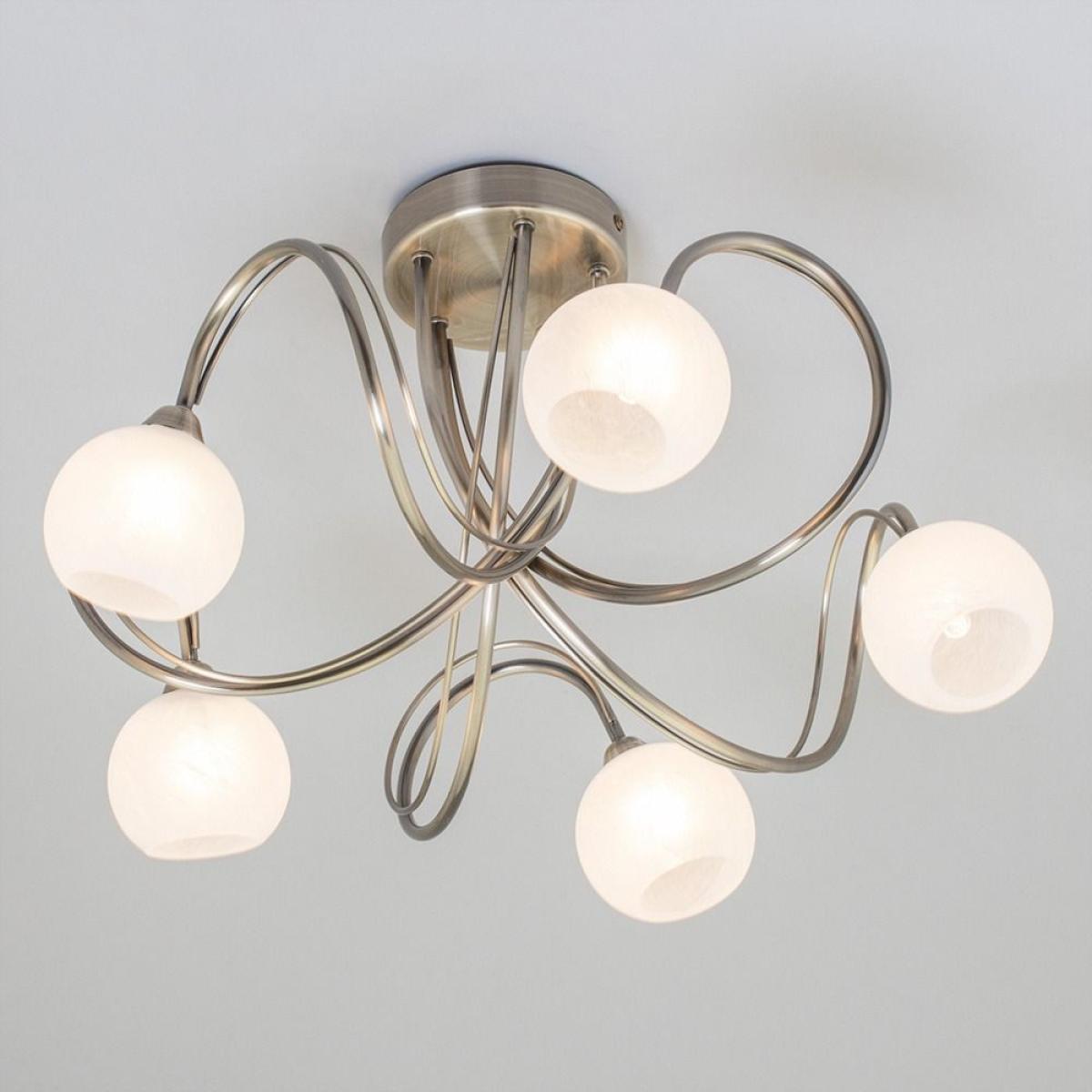 Soni Large Flush Ceiling Light, Antique Brass – image 3